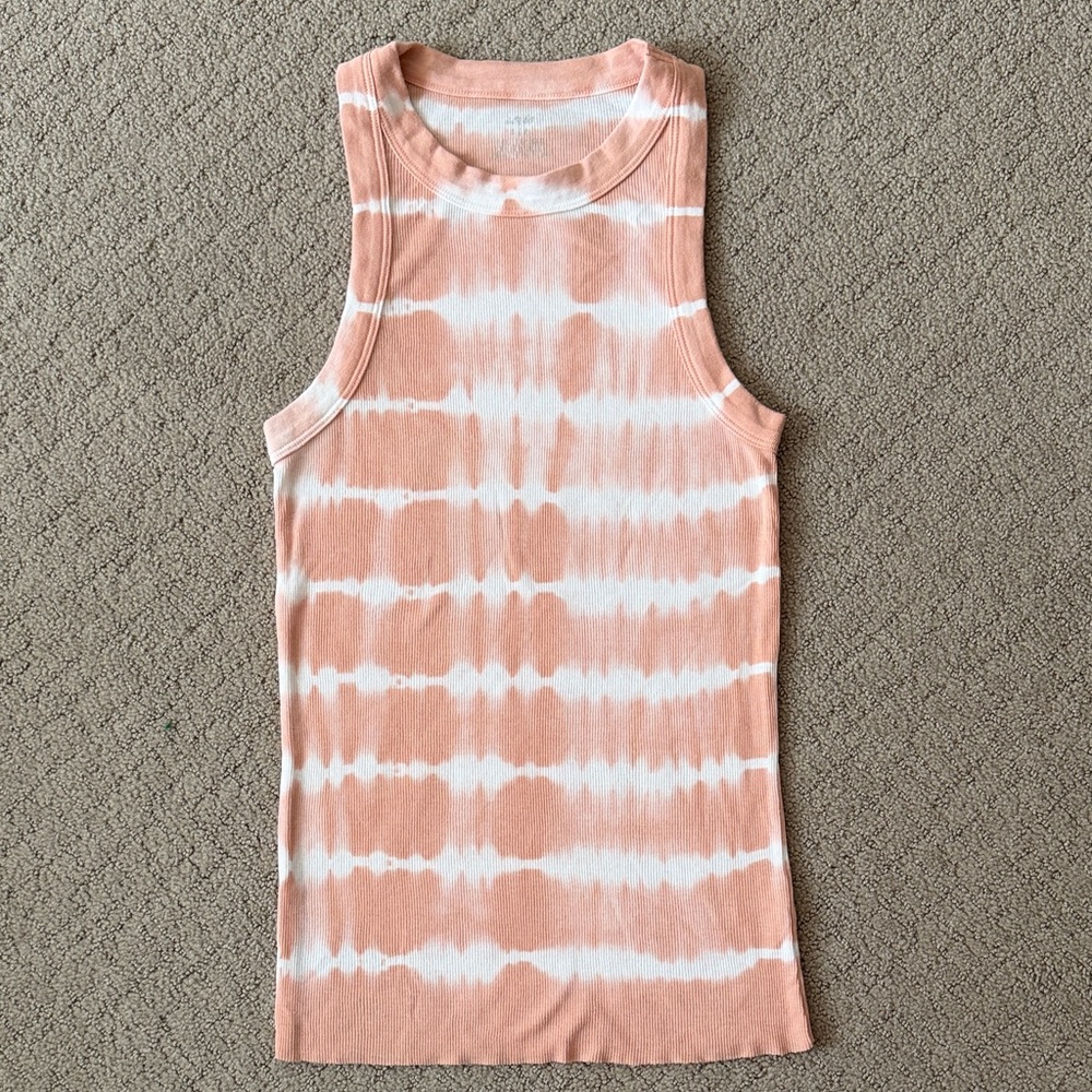 Aerie Peach and White Striped Tank Top